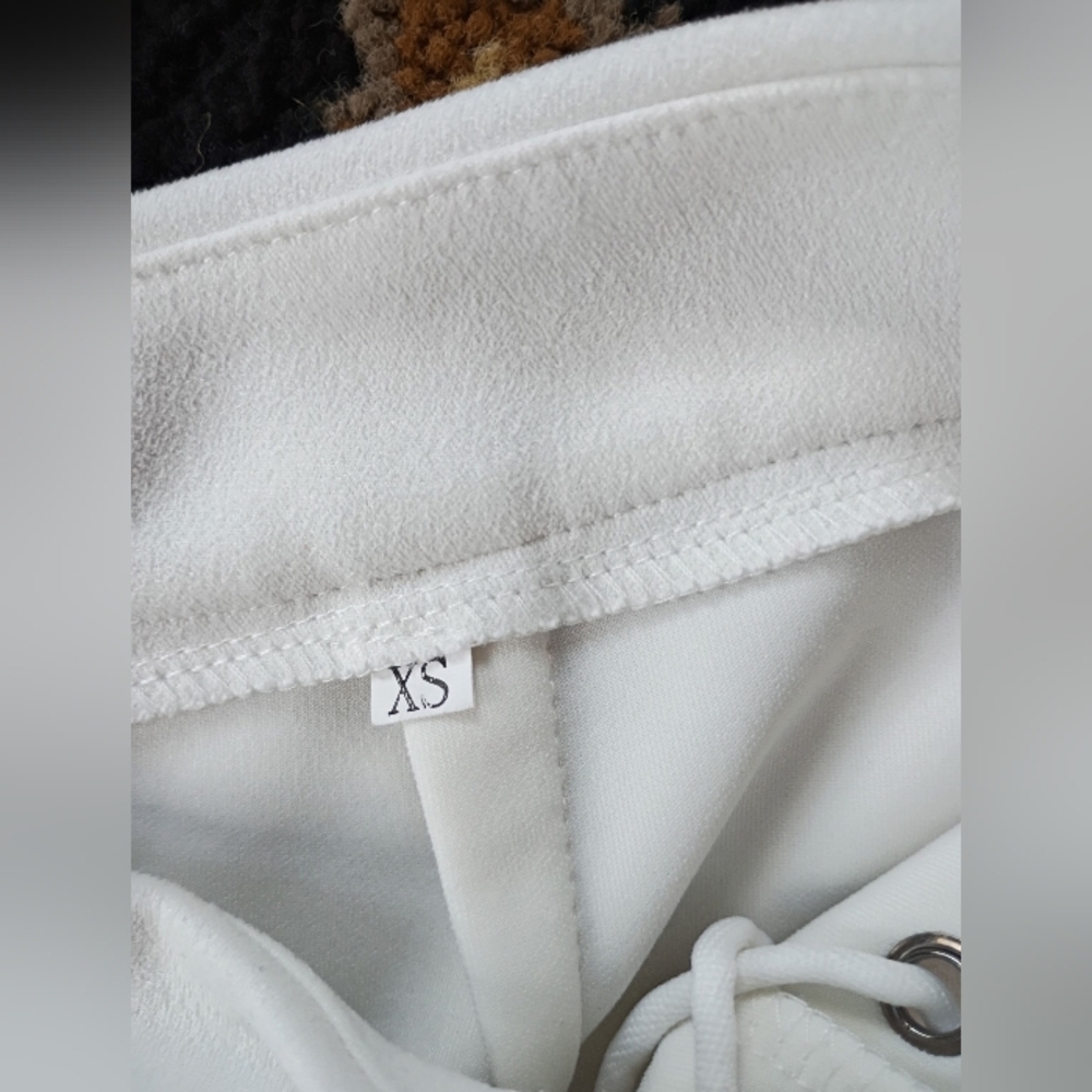 White Lace Up Women's Mini Skirt SZ XS - Picture 2 of 3